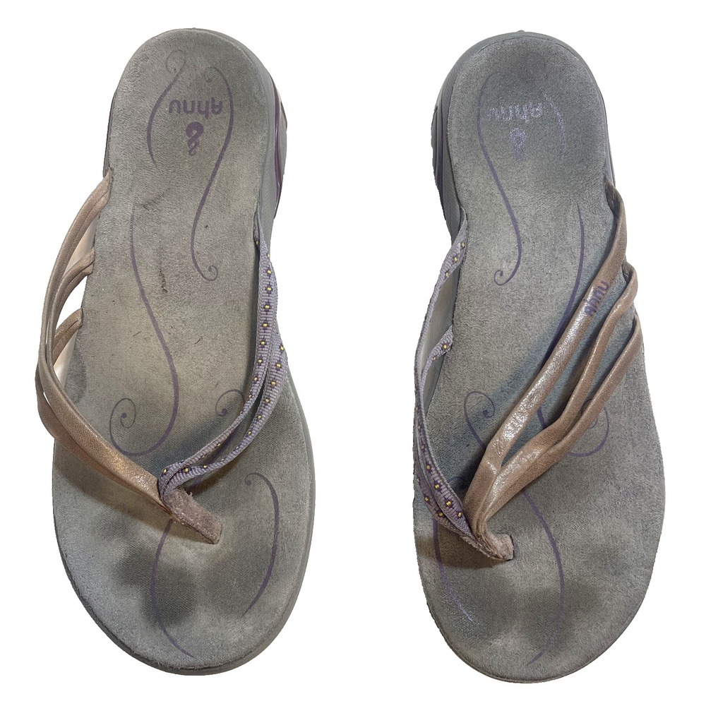 Ahnu Thong Sandals Flip‎ Flop Grey Purple Womens 6